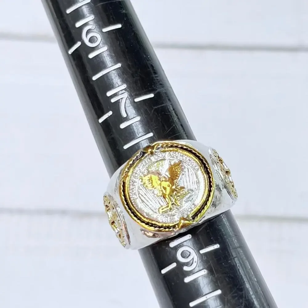 Silver  & Gold Eagle Ring Size 8.5